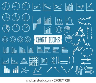 Business and office charts. Set of thin line graph icons. Outline. Can be used as elements in infographics, logo, in projects. Vector illustration
