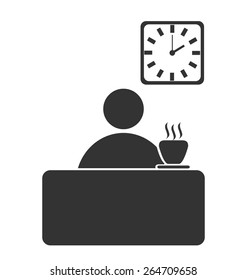 Business office coffee break flat icon isolated on white background
