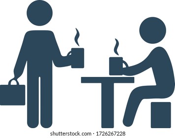 Business office coffee break icon in flat style.