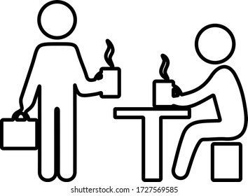 Business office coffee break icon in flat style.