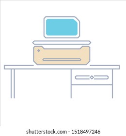 Business and office computer. Documents, paperwork. Businessman. Thin line blue web icon set. Outline icons collection. Vector illustration.