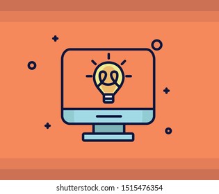 Business and office computer icon. Vector illustration