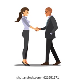 business and office concept, two business people shaking hands,Vector illustration cartoon character