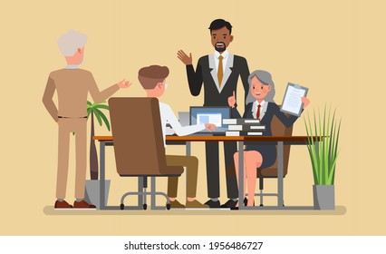 Business Office Connection Working Concept. People Character Vector Design. 