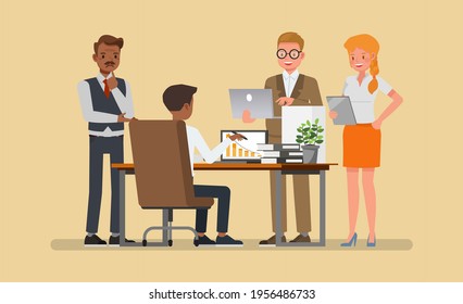 Business office connection working concept. People character vector design. 