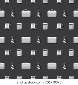 Business At the Office Dark Seamless Pattern