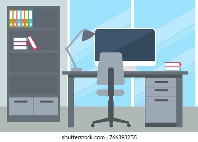 Business office with desk and computer