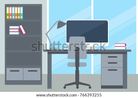 Business office with desk and computer