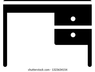 Business Office Desk Line Art Vector Illustration