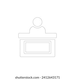 Business Office Desk Line Art Vector Illustration. Office desk, home desk vector line icon, linear concept, outline sign, symbol.