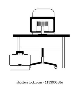 Business office elements black and white