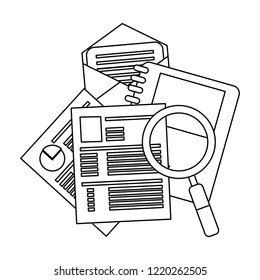 Business and office elements black and white