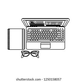 Business and office elements black and white