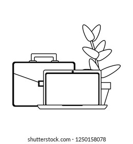 Business and office elements black and white