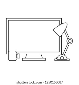 Business and office elements black and white