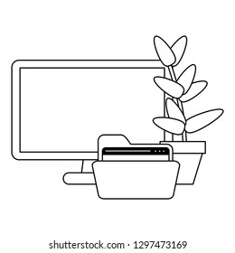 Business and office elements in black and white