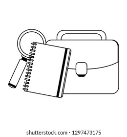 Business and office elements in black and white