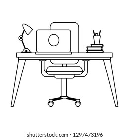Business and office elements in black and white