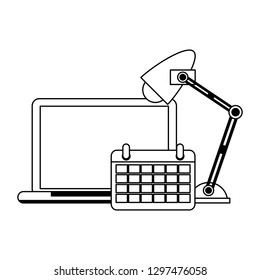 Business and office elements in black and white
