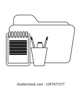 Business and office elements in black and white