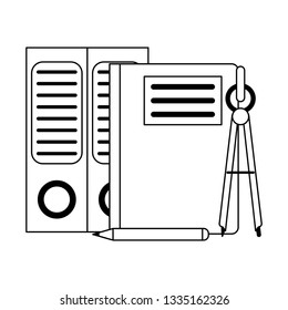Business and office elements black and white