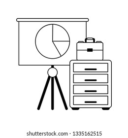 Business and office elements black and white