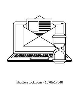 Business and office elements in black and white
