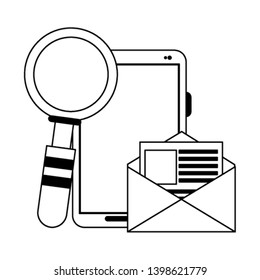 Business and office elements in black and white