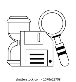 Business and office elements in black and white