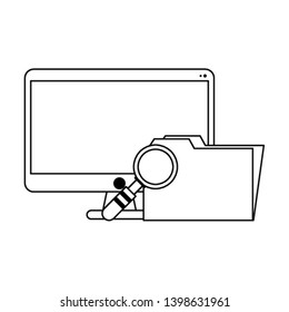 Business and office elements in black and white