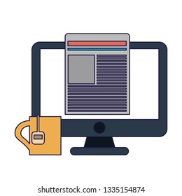 Business and office elements blue lines