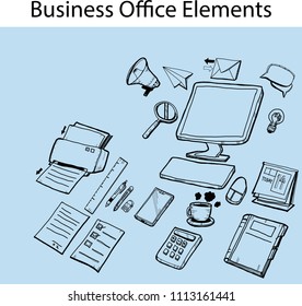 Business office elements doodle.hand drawing.