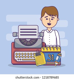 business office employee workspace cartoon