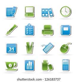 Business and office equipment icons - vector icon set