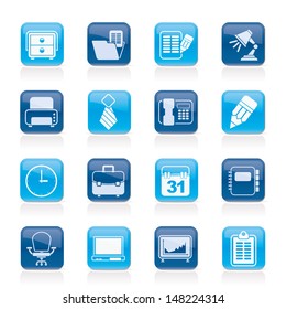 Business and office equipment icons - vector icon set