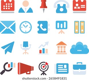 Essentials de negocios y oficina - Flat Icon Set