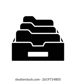 Business office file or document storage drawer icon