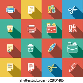 Business and Office Flat Icons Set