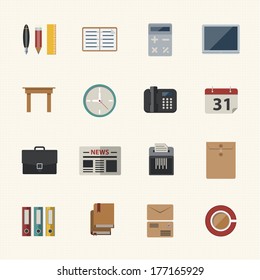  Business and office icon. Flat Icons set for Website and Mobile applications. Vector