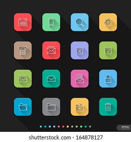 Business and office icon. Flat style with shadow icons set. Vector illustration.