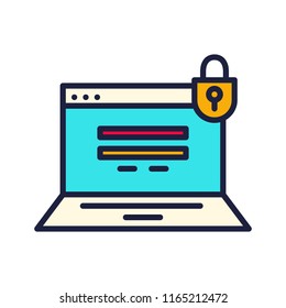 business office icon secured computer laptop login