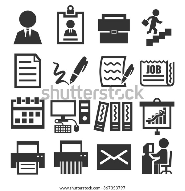 Business Office Icon Set 库存矢量图 免版税