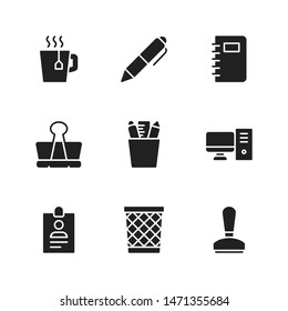 Business Office Icon Set -  Glyph Icon Vector - Office Illustration Sign