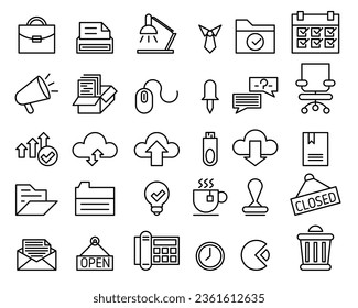 Business and Office Icon Set. Simple Line Vector Icon