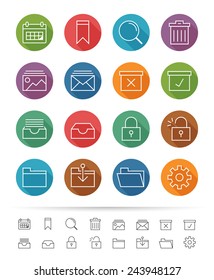 Business & office icon set, thin line style - Vector illustration
