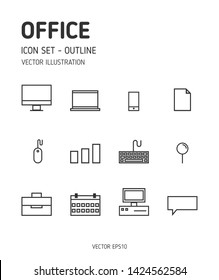 Business office icon set. Vector illustration.