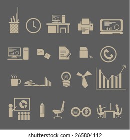 Business Office Icon Set , Vector Graphic