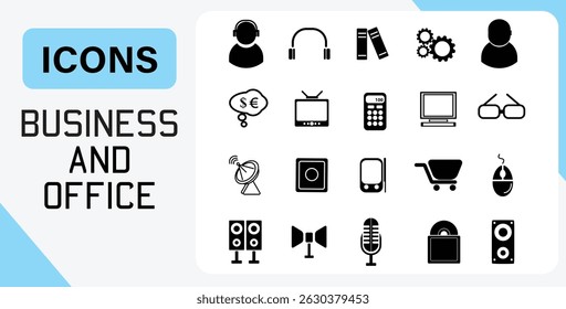 Business and office icon set for website and app design