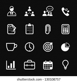 Business and Office Icons with Black Background
