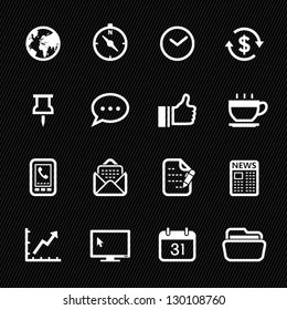 Business and Office Icons with Black Background